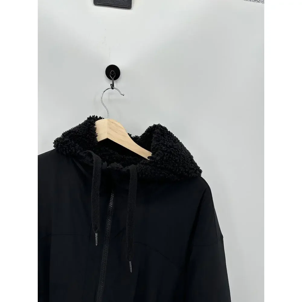 Lululemon Reversible Fleece Jacket‎ Women Size 8 Black Full Zip Sherpa Lined
